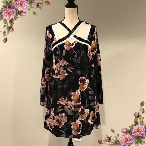 Bohemian style a line Long sleeve floral dress - Picture 1 of 12